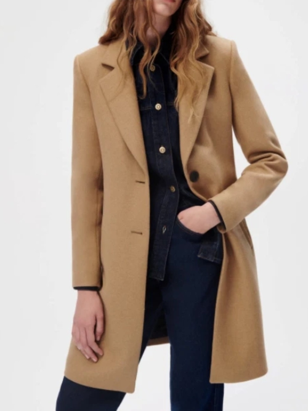 Zara Wool Blend Camel Coat Menswear Style Tan Small